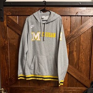Nike Gray and Yellow Michigan Hoodie